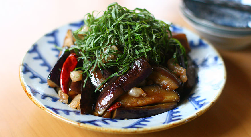 牛脂とナスの甘辛炒め