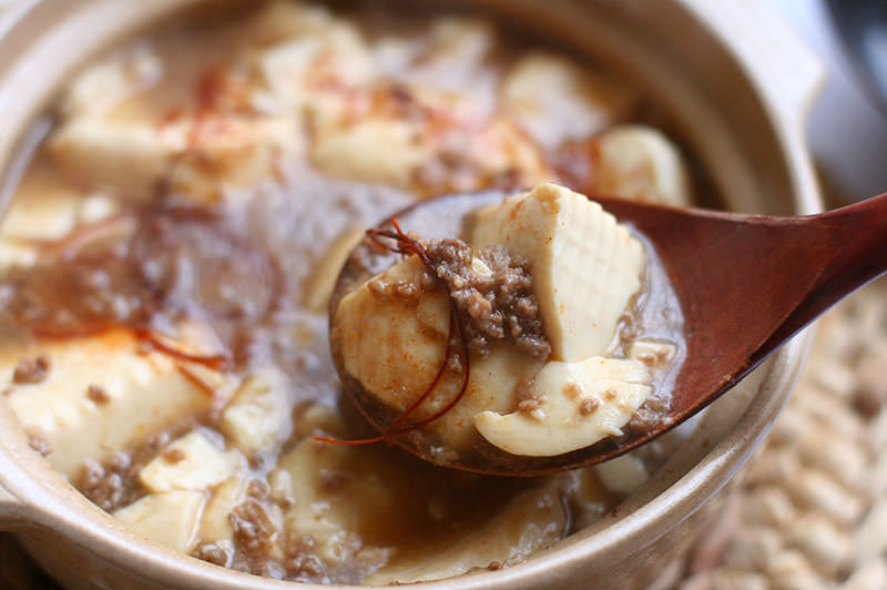 そぼろ豆腐のピリ辛スープ