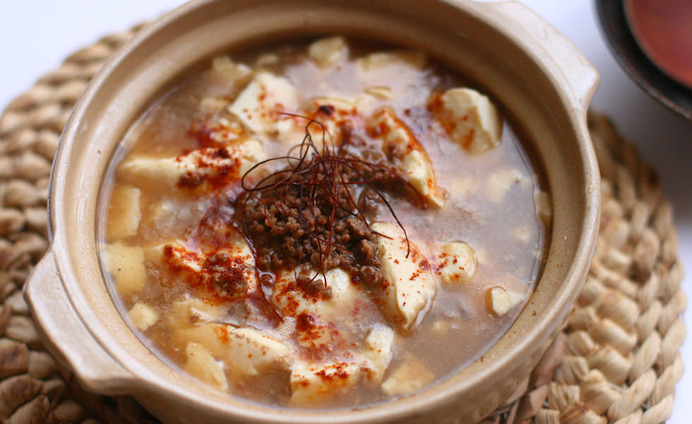 そぼろ豆腐のピリ辛スープ