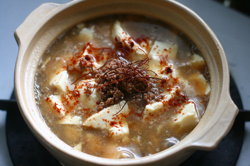 そぼろ豆腐のピリ辛スープ